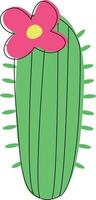 Blooming cactus in flat style, cartoon succulent isolated on white background vector