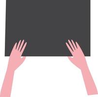 Hands holding a board with space for text, a sheet of paper with free space in cartoon hands vector