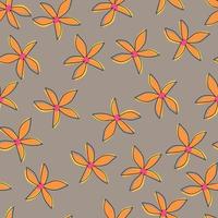 flores de patrones sin fisuras, vector de flores naranjas sobre un fondo neutro