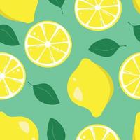 limones de patrones sin fisuras sobre un fondo neutro, rodajas de limones de estilo plano vector