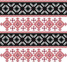 Ukrainian pattern, ribbons with ornament, black and red ethnic elements vector