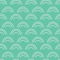 White rainbows on turquoise background, vector seamless pattern, wavy pattern for fabric