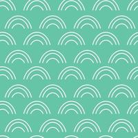 White rainbows on turquoise background, vector seamless pattern, wavy pattern for fabric