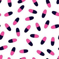 Pills abstract pattern, bicolor capsules seamless background vector