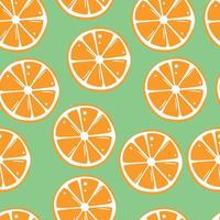 Orange slices seamless pattern, minimalistic orange fruit on neutral green background vector