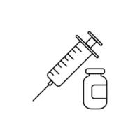White and black illustration injection icon and medicine. Flat art. Simple vector