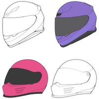 Template helmet illustration, line Art helmet Vector Illustration, Line art vector, helmet Vector.