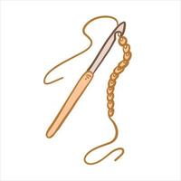 Vector illustration colored in doodle style crochet hook for knitting handwork.