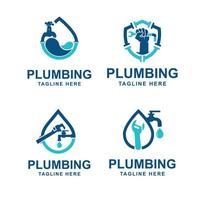 Minimalist Plumbing logo template collection. Easy to customize vector