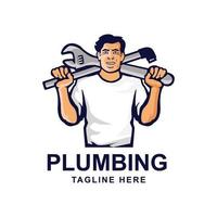 Repairman Plumbing logo template. Easy to customize vector
