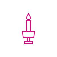 eps10 pink vector candlestick abstract line art icon isolated on white background. candle holder outline symbol in a simple flat trendy modern style for your website design, logo, and mobile app