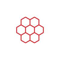 eps10 red vector honeycombs or cells line icon isolated on white background. honeybee cells pattern outline symbol in a simple flat trendy modern style for your website design, logo, and mobile app