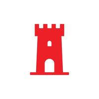 eps10 red vector castle tower abstract solid art icon isolated on white background. castle building symbol in a simple flat trendy modern style for your website design, logo, and mobile application