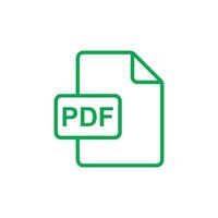 eps10 green vector PDF document download line art icon isolated on white background. PDF format file outline symbol in a simple flat trendy modern style for your website design, logo, and mobile app