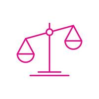 eps10 pink vector law scale or ethics abstract line art icon isolated on white background. justice outline symbol in a simple flat trendy modern style for your website design, logo, and mobile app