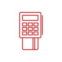 eps10 rojo vector pos terminal pago línea icono aislado sobre fondo blanco. tarjeta de crédito y símbolo de contorno de cheque en un estilo moderno y plano simple para el diseño de su sitio web, logotipo y aplicación móvil