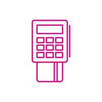 eps10 rosa vector pos terminal pago línea icono aislado sobre fondo blanco. tarjeta de crédito y símbolo de contorno de cheque en un estilo moderno y plano simple para el diseño de su sitio web, logotipo y aplicación móvil