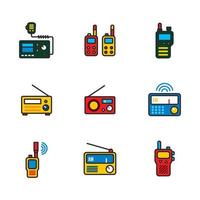 walkie talkie transceiver radio color icon on a white background. Vector illustration