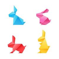 rabbit paper origami geometric color design vector illustration isolated on white