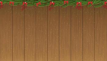 Christmas background, Seamless pattern winter background of Christmas pine fir branches on brown wood texture,Vector Xmas backdrop with snow on wooden panel wall,Seamless banner for New Year vector