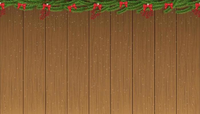 Christmas background, Seamless pattern winter background of Christmas pine fir branches on brown wood texture,Vector Xmas backdrop with snow on wooden panel wall,Seamless banner for New Year