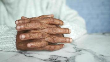 Close up shot of resting mature hands video