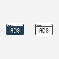 publicidad, anuncio, anuncios, anuncio icono vector conjunto símbolo signo