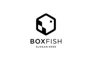 concepto de logotipo de pescado de caja negra vector