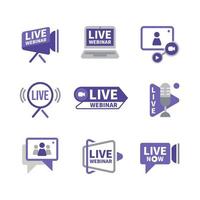 Set of Live Webinar Event Sign vector