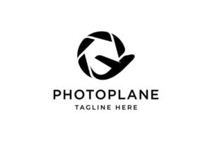 Black Photo Plane Simple Logo vector