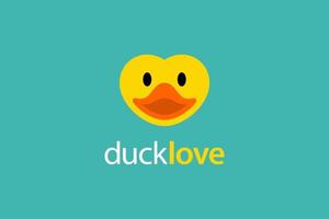 Yellow Orange Duck Love Logo vector