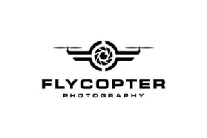 logotipo de fotografía de flycopter negro vector