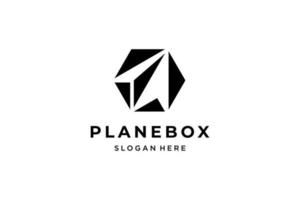 Black Plane Box Negative Logo Concept vector