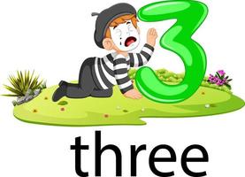 cute little pantomime with the 3 balloon number and text vector