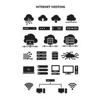 conjunto de icono de alojamiento de Internet. plantilla de ilustración de icono de alojamiento en la nube para web y móvil vector