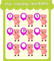 Game templates with missing numbers vector