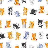 Seamless pattern with various cute cats vector