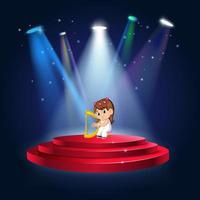 a girl playing harp at the stage vector