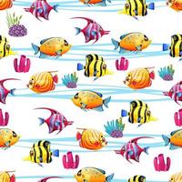 Seamless pattern with a various fish vector