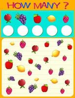 How many worksheet with many fruits vector