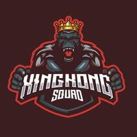 vector de ilustración de diseño de logotipo de mascota de kingkong esport para juegos deportivos de equipo de escuadrón