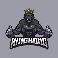 rey kong gimnasio mascota logo diseño ilustración vector rey fitness gimnasio