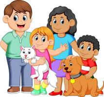 Big family with pets vector