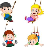 collection of children playing swing vector