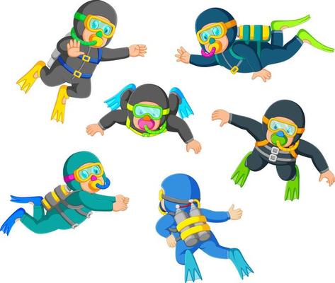 a group of professional diver with the good possing