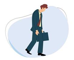businessman carrying briefcase walking glumly. workers lose their jobs vector