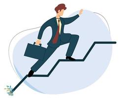 businessman climbing chart ladder. flat design vector