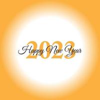 logotipo de número de feliz año nuevo 2023 con banner de tarjeta de plantilla de diseño de folleto dorado aislado en ilustración de vector de fondo blanco y dorado