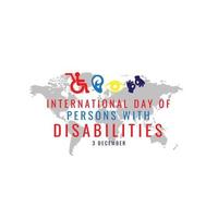 diseño del día internacional de las personas con discapacidad con iconos simbólicos ilustración vectorial vector