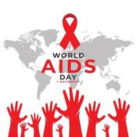 World AIDS Day.hand with red ribbon. Aids Awareness icon design for poster  banner  vector illustration isolated on white background